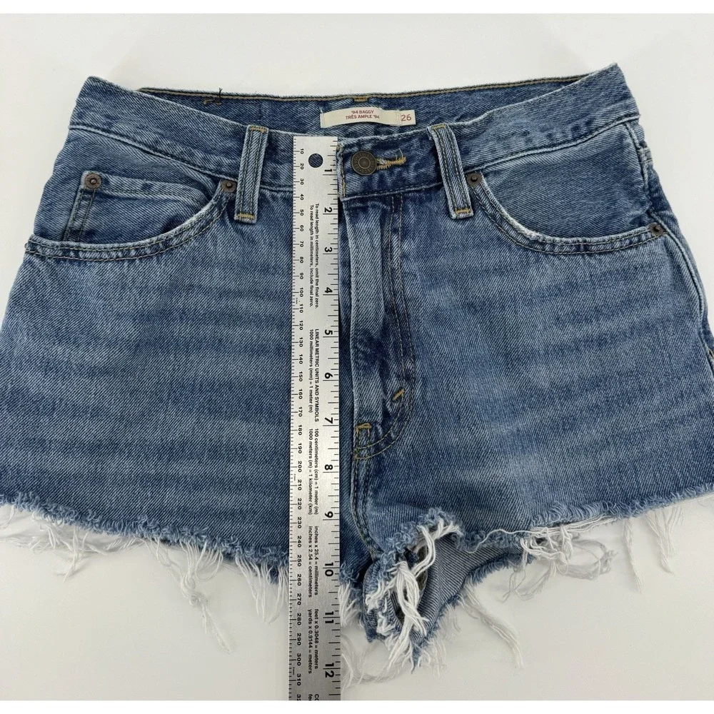 Levi's '94 Baggy Women's High Rise Cut Off Denim Shorts Distressed Size 26W